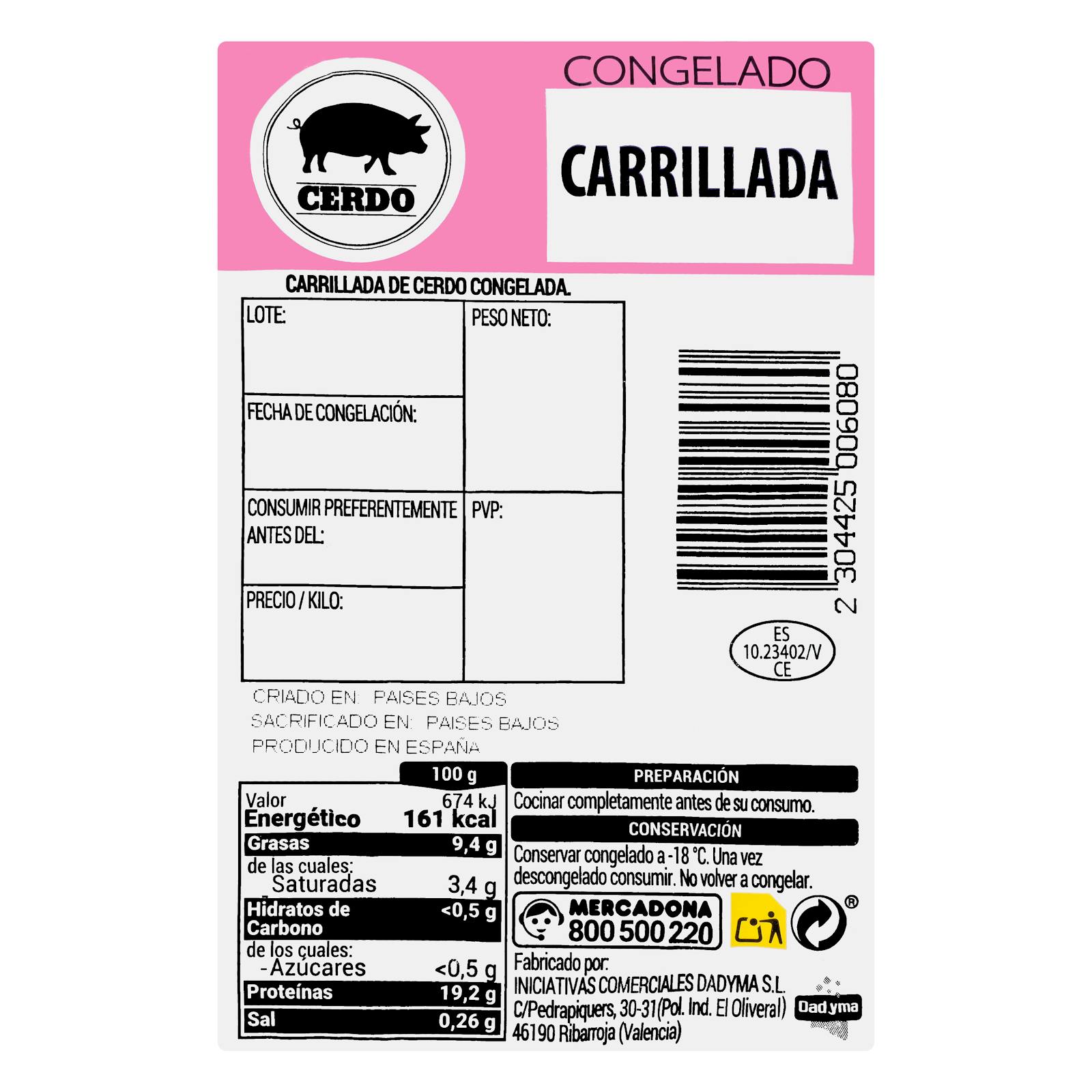 Joues de porc congelées