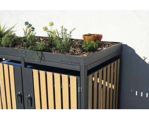 WESTMANN opbergbox inclusief twee plantenbakken, 134 x 84 x 125 cm, antraciet houtlook