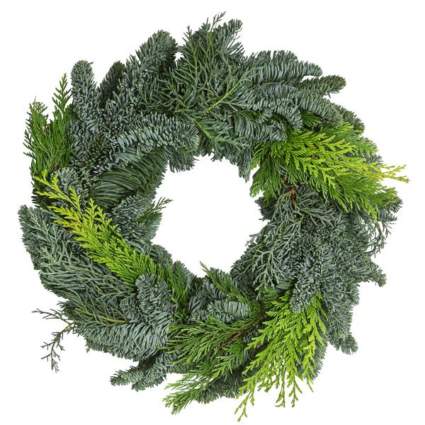 Adventskranz aus Koniferen-Mix, einseitig