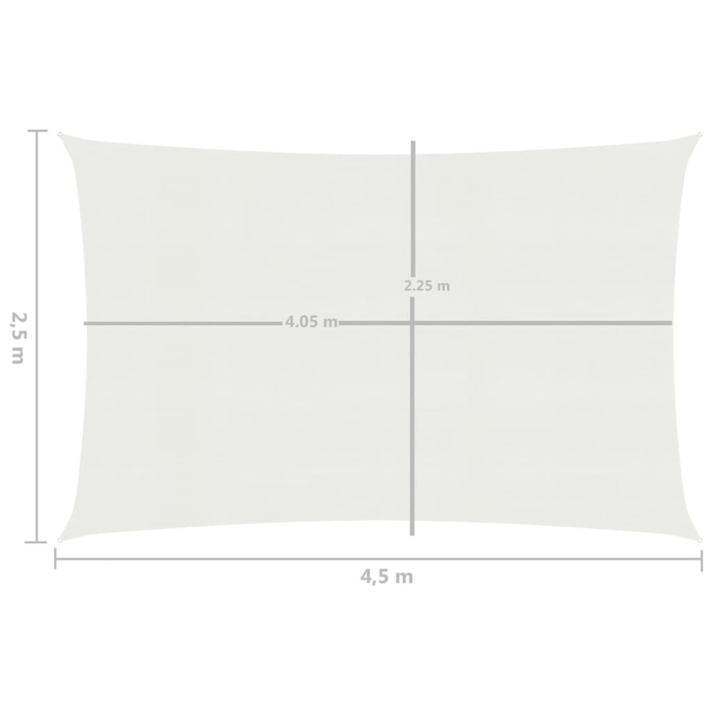 Voile toile d'ombrage parasol 160 g/m² 2,5 x 4,5 m pehd blanc