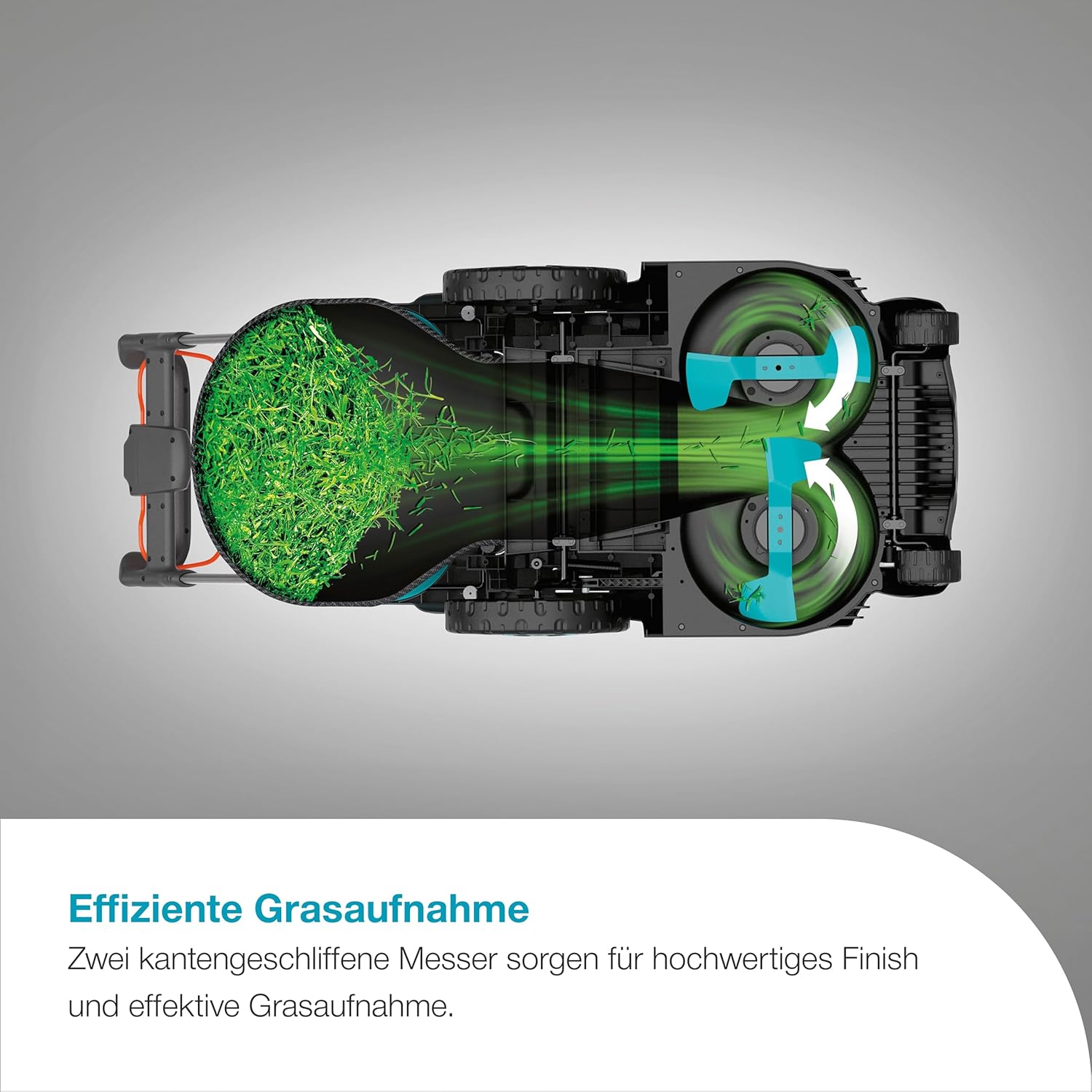 Gardena PowerMax Duo 46/36V Solo Akku-Rasenmäher, DuoBlade-Technologie, 46 cm Schnittbreite, Power for All-kompatibel, ergonomisches Design (14646-55)