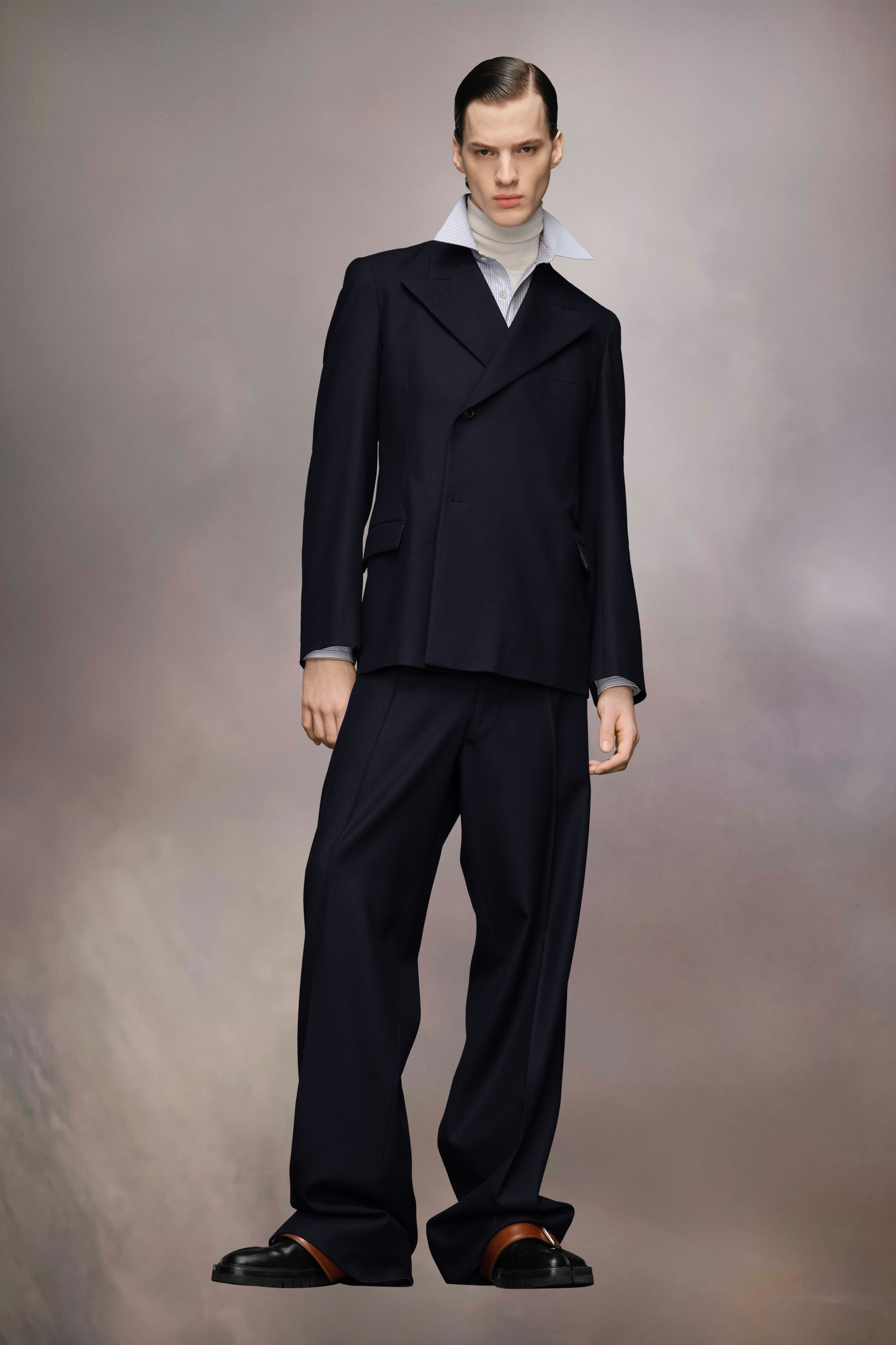 Veste de costume en laine barathea Bleu Navy