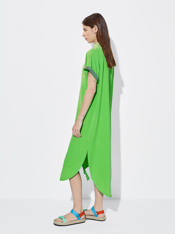 Vestido camisa em lyocell - Verde
