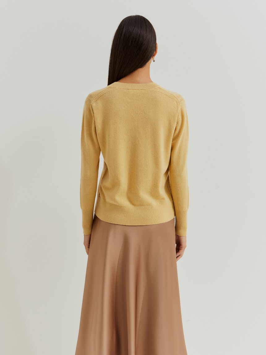 Camisola de lã decote em V