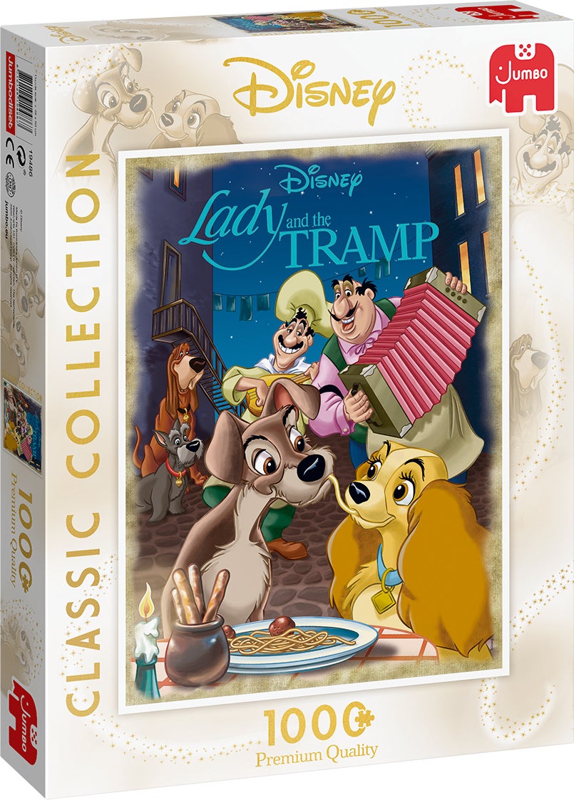Jumbo puzzel Disney Lady & de Vagebond 50 x 70 cm 1000 stukjes
