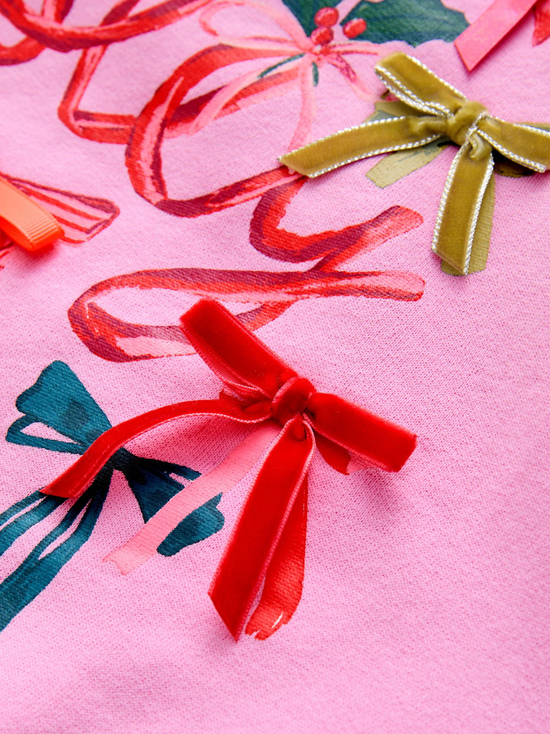 Roze Jolly met strik - Kersttrui-sweatshirt (3-16jr)