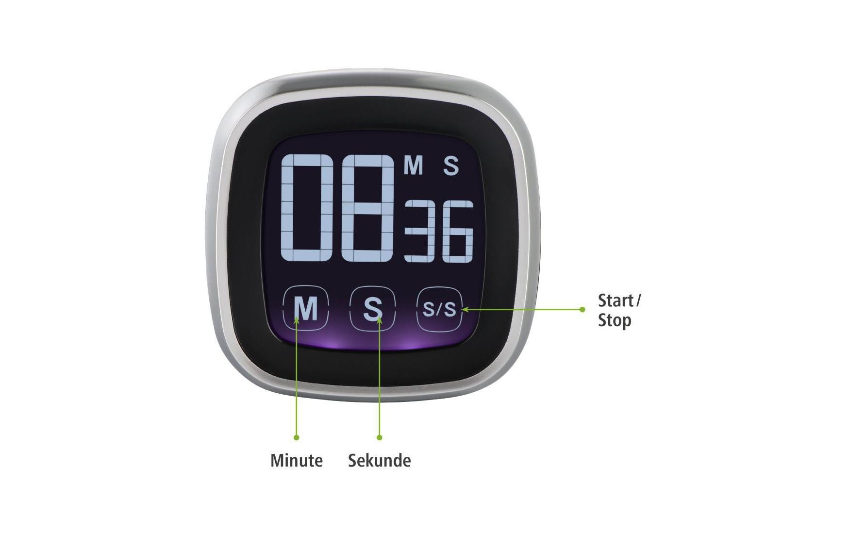 Küchentimer Touch Schwarz/SilberDigitaler Kückenwecker