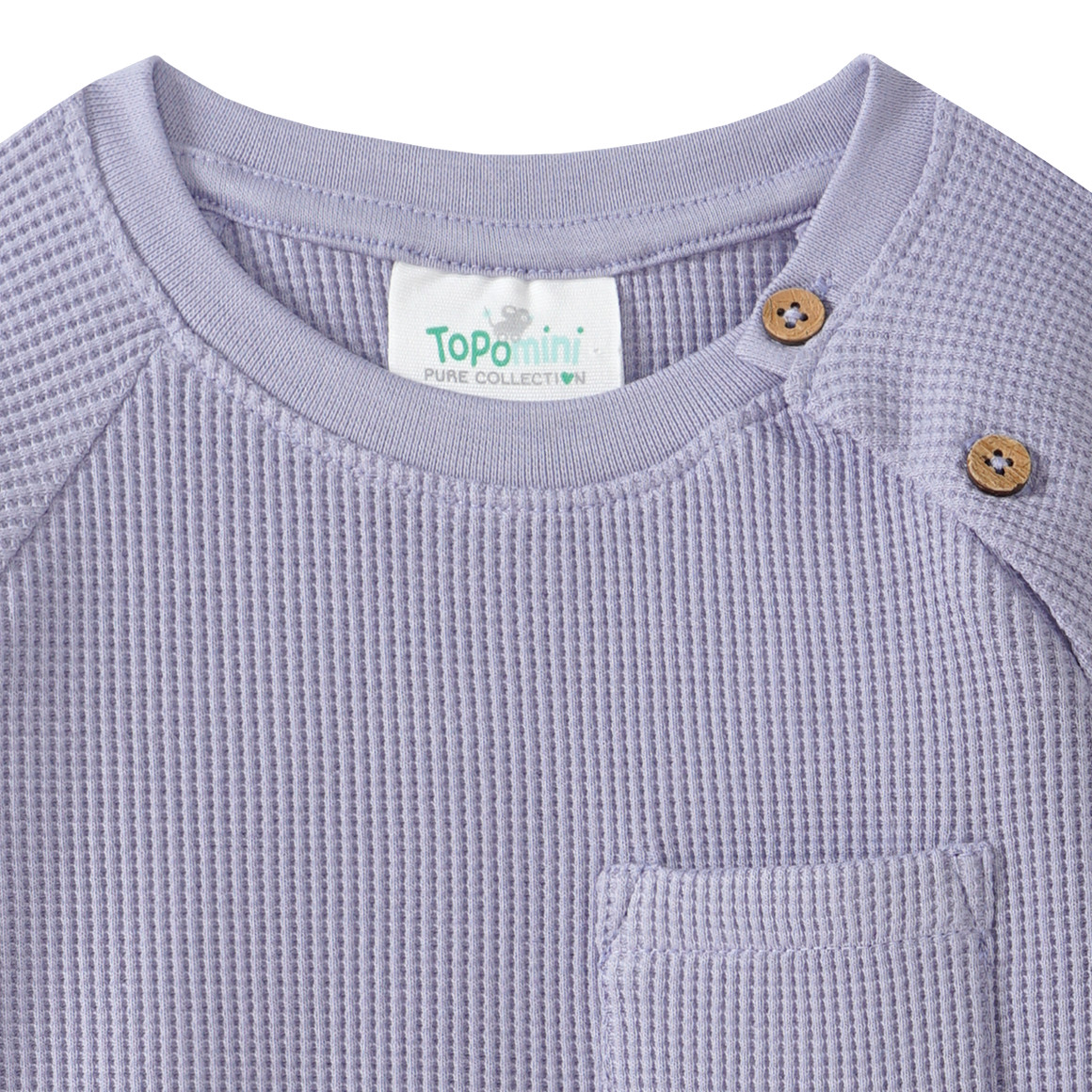 Topomini Pure Collection 2 Baby Langarmshirts aus Waffel-Piqué terracotta / hellblau