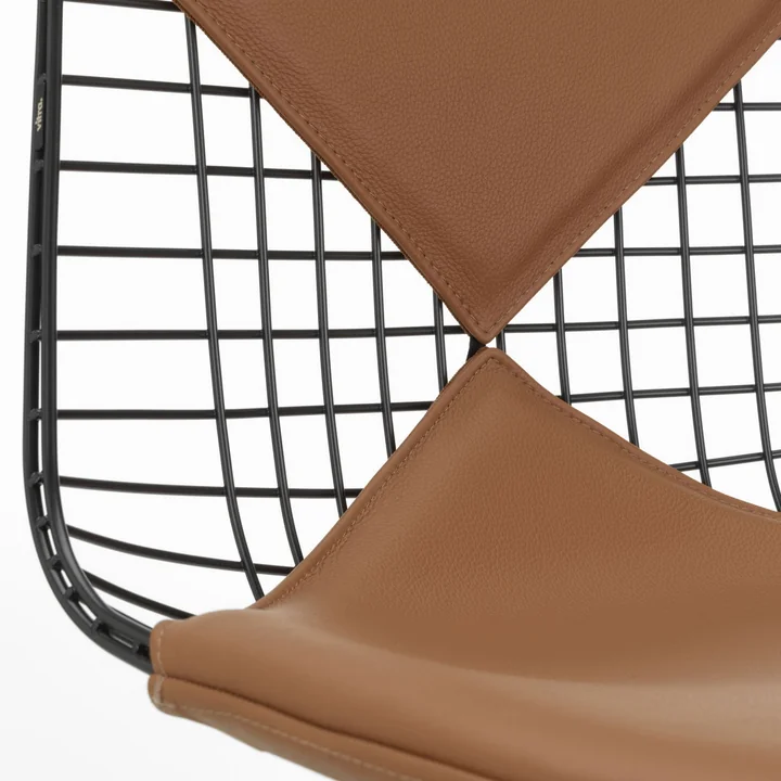 Vitra - Wire Chair DKR-2 Bikini, Untergestell basic dark, Stoff Checker schwarz/weiss, Filzgleiter (basic dark)