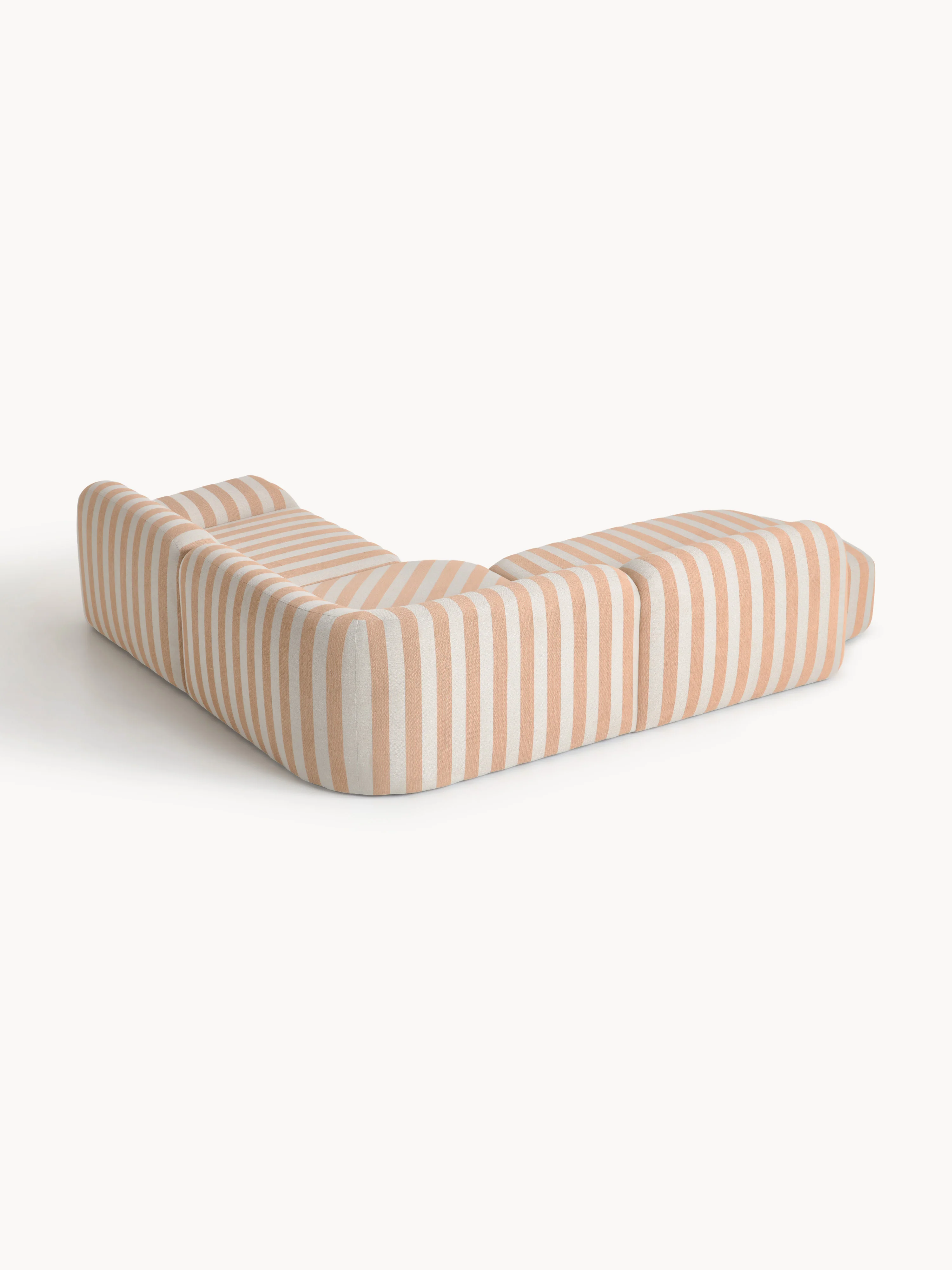 Gestreepte modulaire hoekbank Wolke (4-zits) met chaise longue
