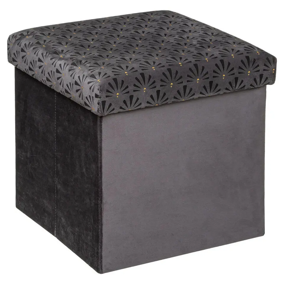 Atmosphera Storage Poef/hocker - Opvouwbaar - Donkergrijs - 38x38 cm
