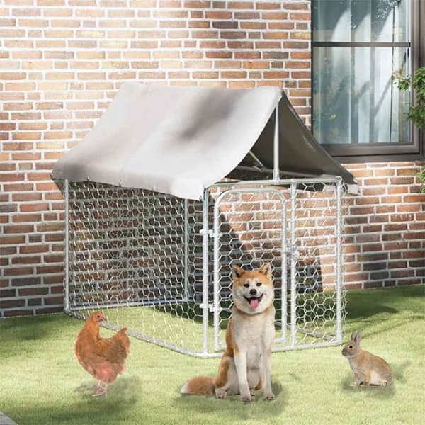 vidaXL Utendørs hundegård med tak 200x100x150 cm