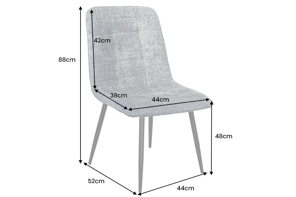 Moderner Design Stuhl TRES CHIC grün Chenille Cremona schwarze Metallbeine