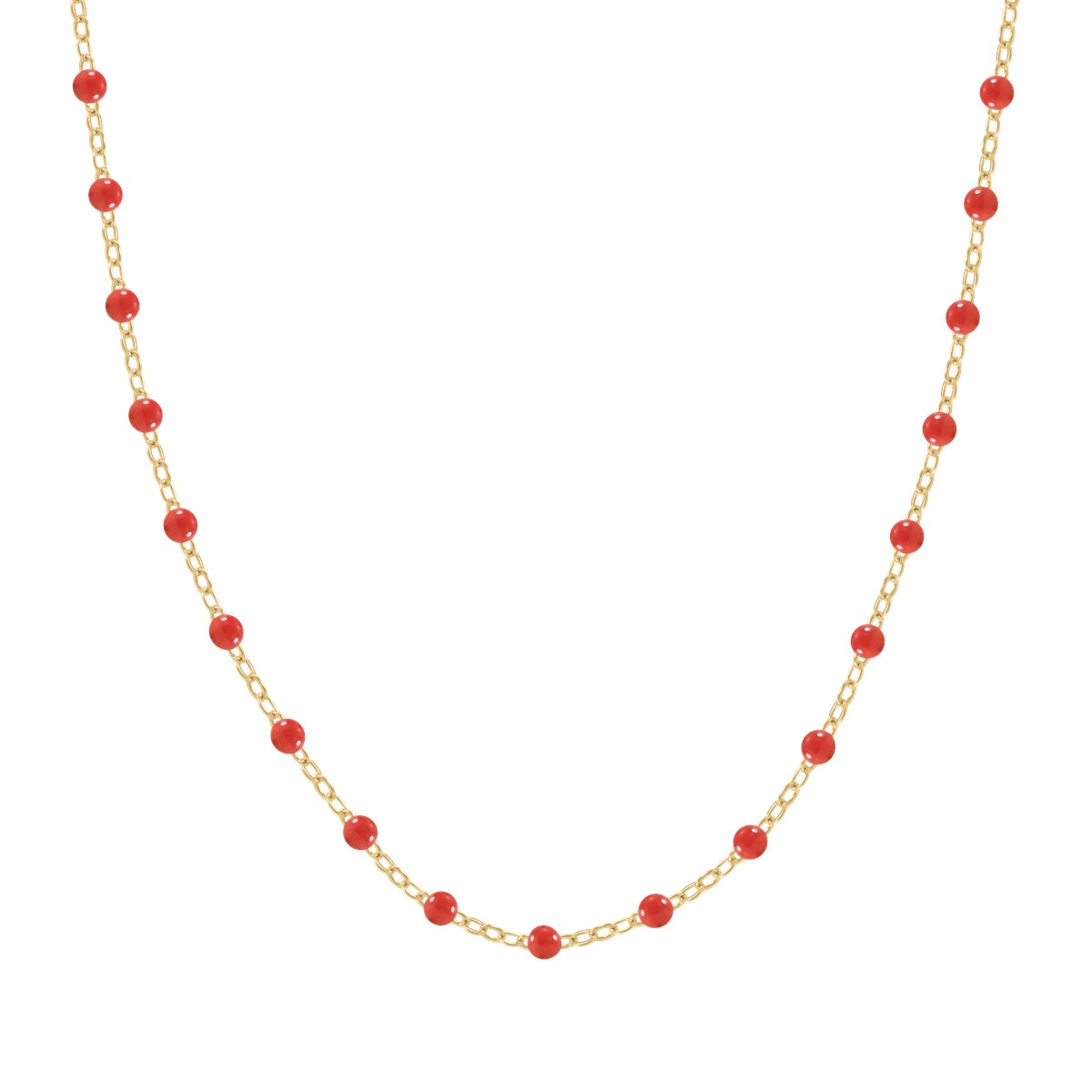 Collier à pierres rouges en acier plaqué jaune