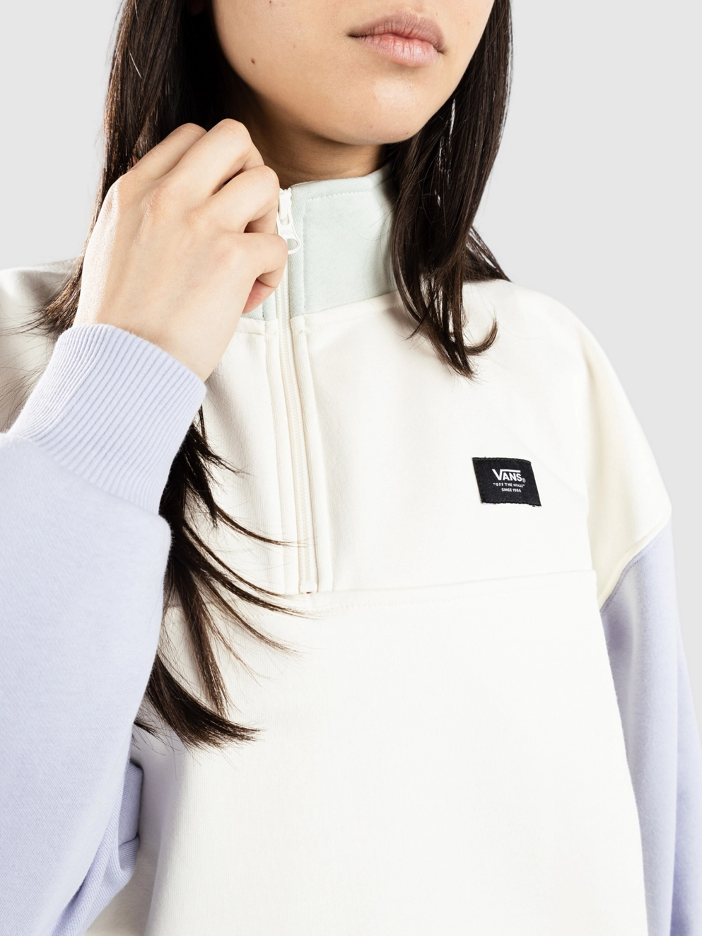 Vans Colorblock Half Zip Mock Zip Hoodie marshmallow/cosmic sky