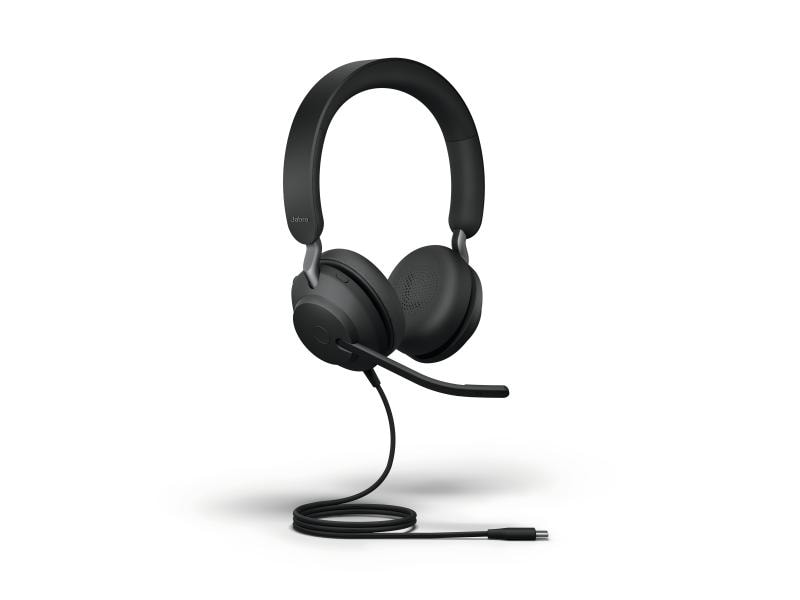 Jabra Headset Evolve2 40 SE Duo MS Schwarz, USB-C Herausragender Sound, überragende Geräuschunterdrückung, höchster Tragekomfort
