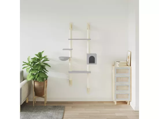 Arbre à chat mural avec griffoir gris clair 180 cm