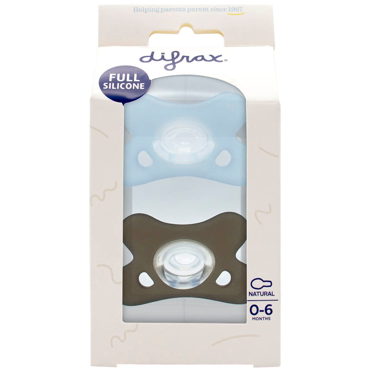 Difrax Fopspeen natural siliconen 0-6M blauw