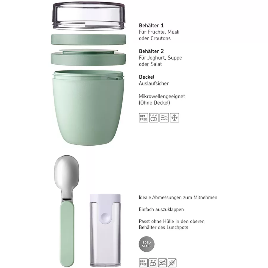 Mepal Lunchpot + Faltbarer Löffel Ellipse 500 + 200 ml dunkelblau