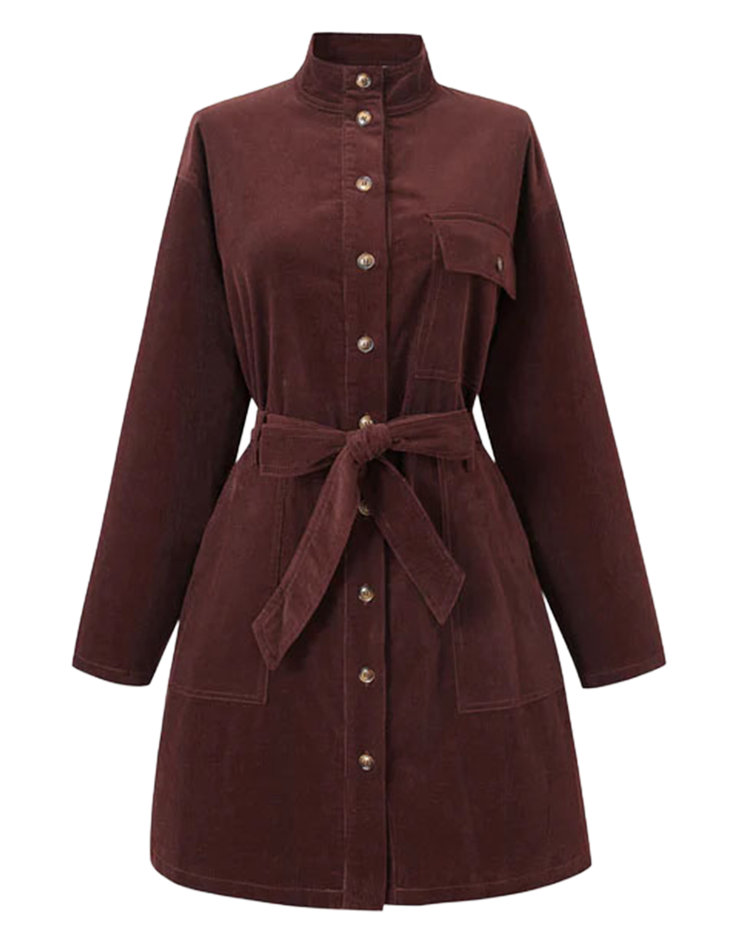 CLOELIA - Robe courte col montant en coton | Rouge