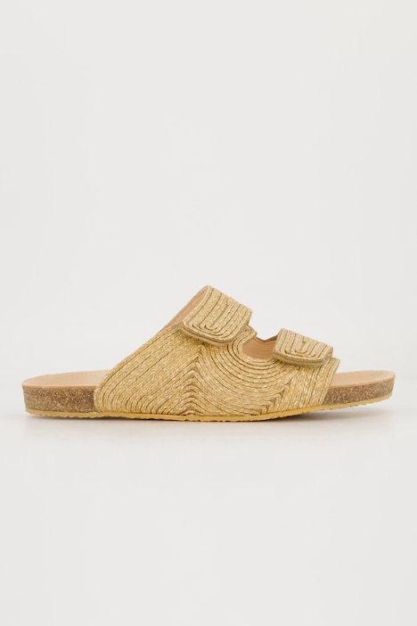 Raffia-Sandalen, Klettriemen, Kork-Tieffußbett, Weite H