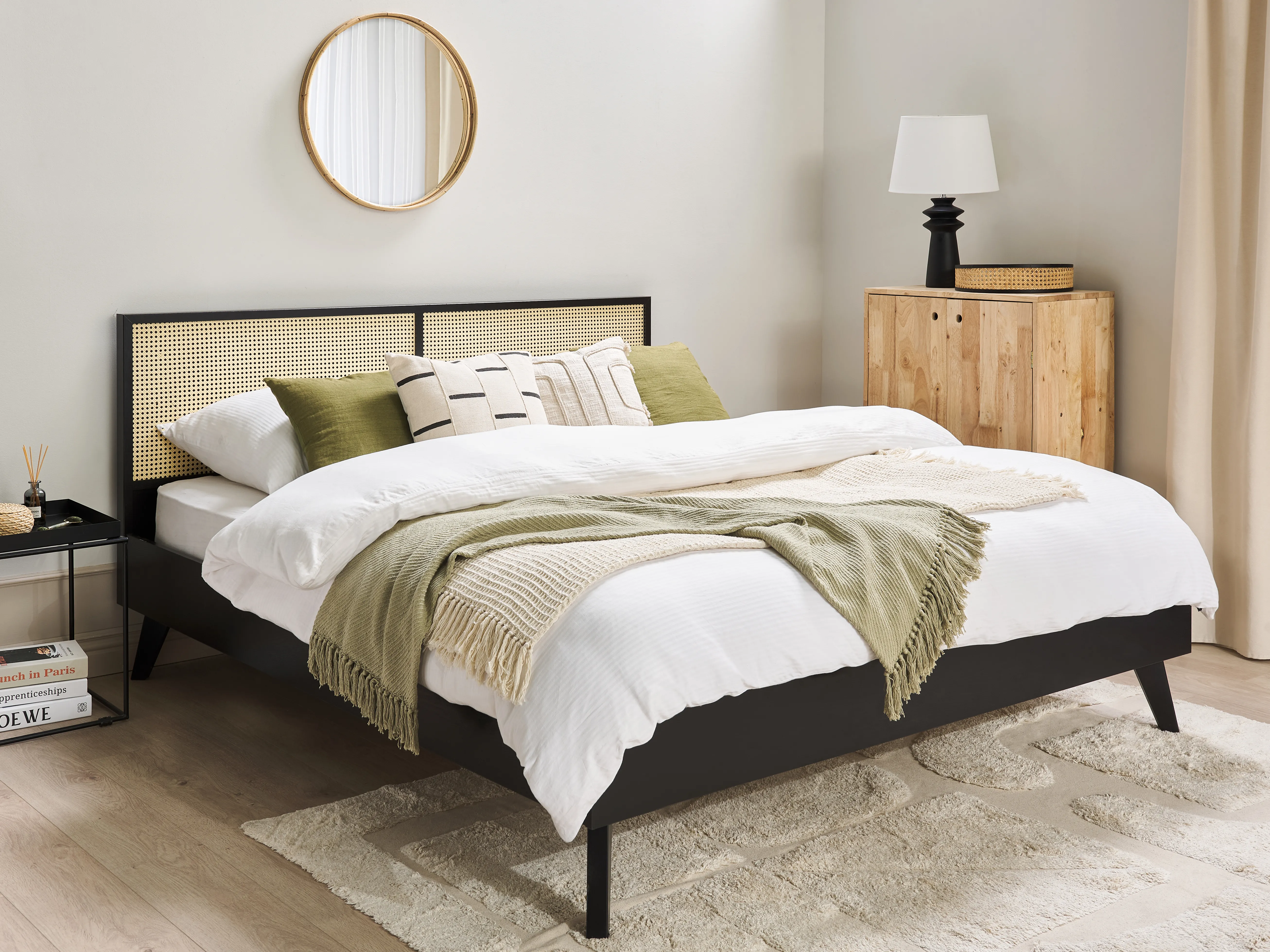 Bed Rotan MONPAZIER 180 x 200 cm Zwart