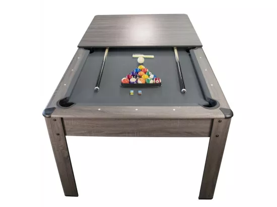 Billard Américain HARMONY 6Ft - 206,5 x 116,5 x 80 cm avec accessoires et plateau dînatoire - Gris