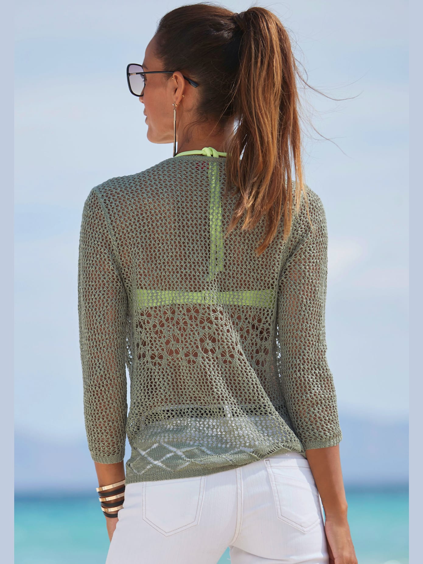Veste en tricot cardigan motif ajouré