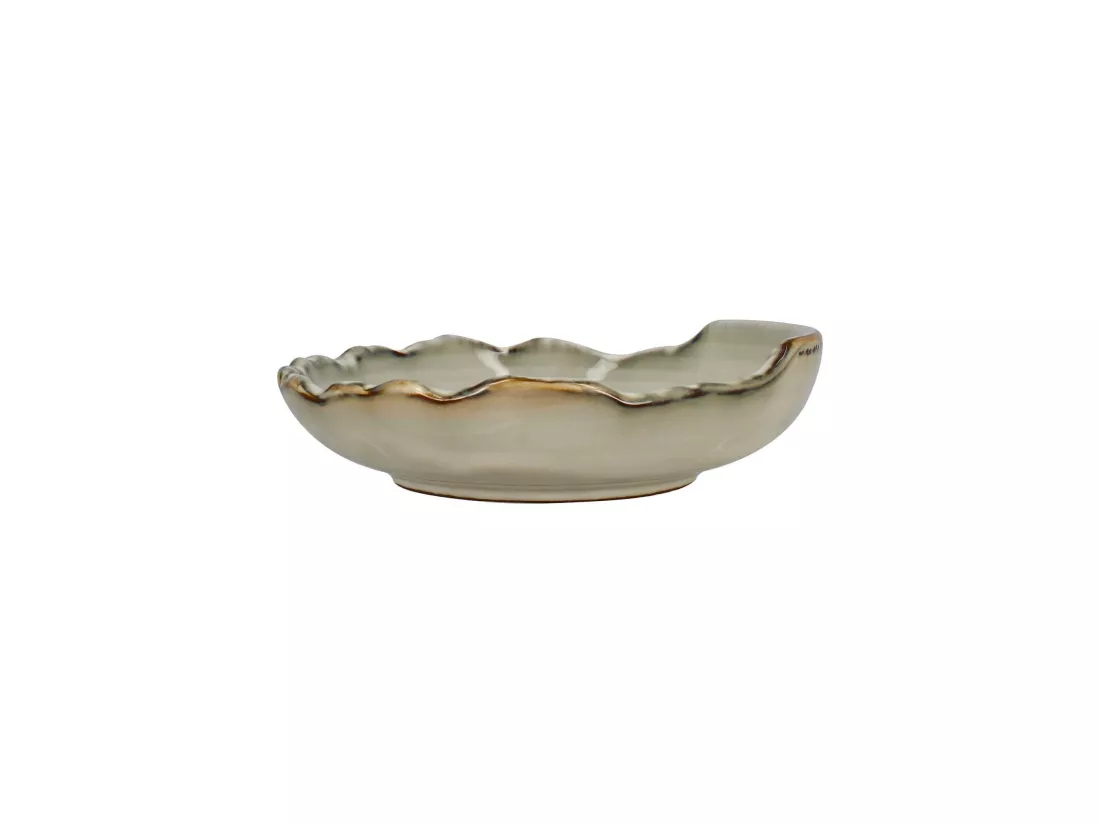 Ogo Living - Assiette Coupe Nakuru 22.5cm En Gres Gris Et Beige