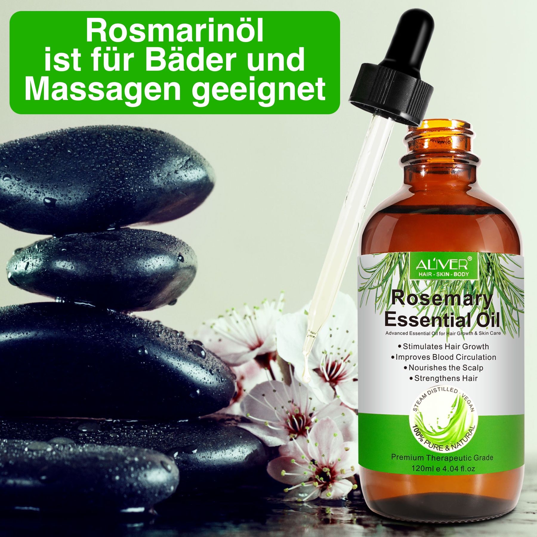 ALIVER Rosmarinöl Ätherisches Öl Haaröl für Haarpflege und Haarwachtstum