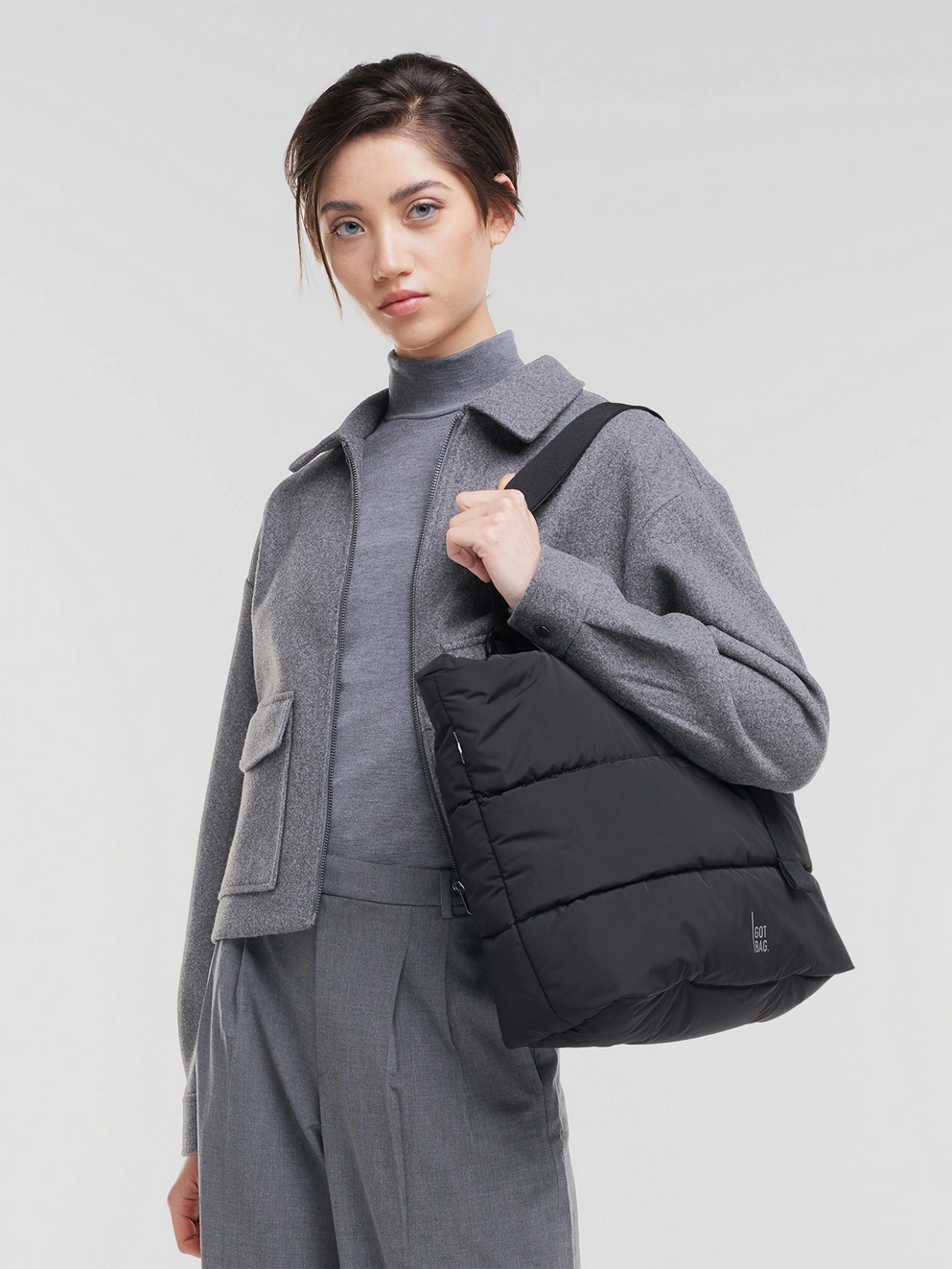 Got Bag Puffer Tote Medium Bag black monochrome