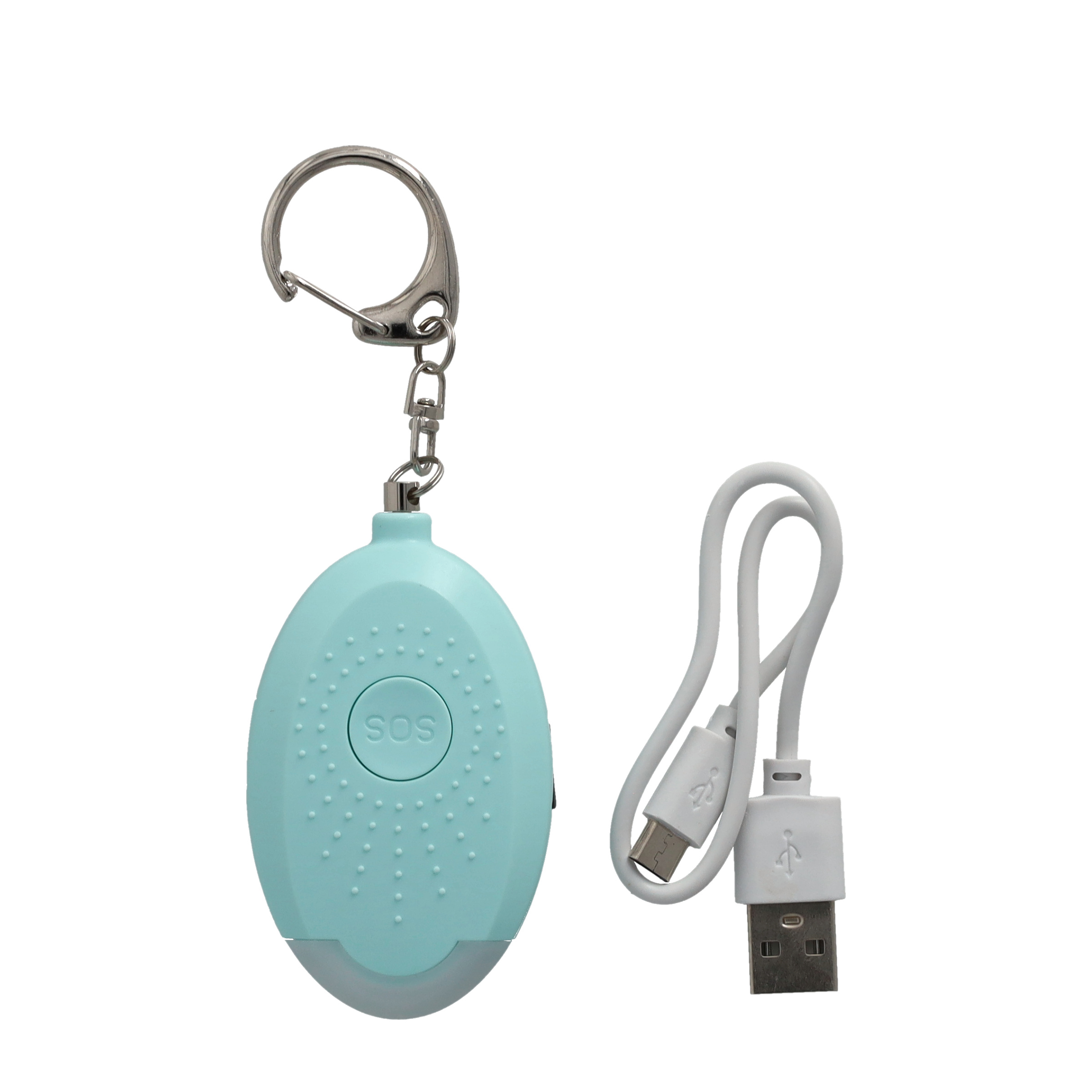 (130db) Mobiler Taschen Alarm Personen Alarmanlage Alarmsirene mit Taschenlampe und Schlüssel Anhänger - Blau
