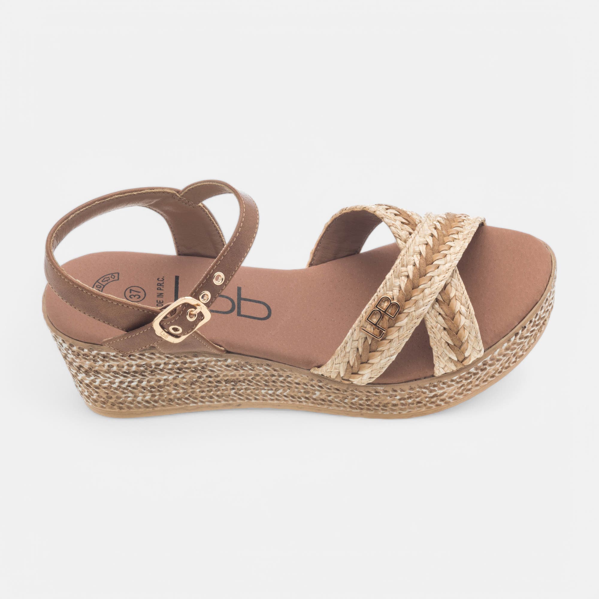 Sandales à talon compensé Femme camel