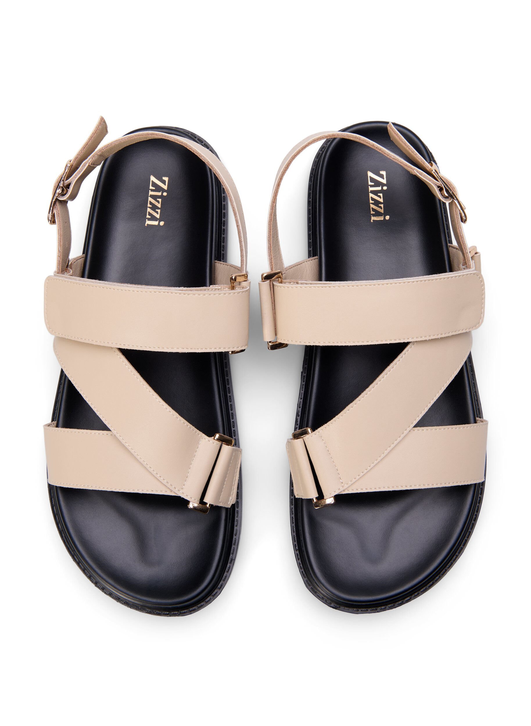 Wide fit - Lædersandal med justerbare stropper