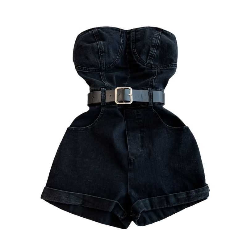 Yearnin - Strapless romper van denim