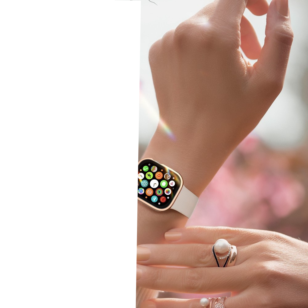 Apple Watch (41mm) Hardcase Bumper Hülle mit Galvanisiertem Rahmen   Display Schutzglas - Roségold