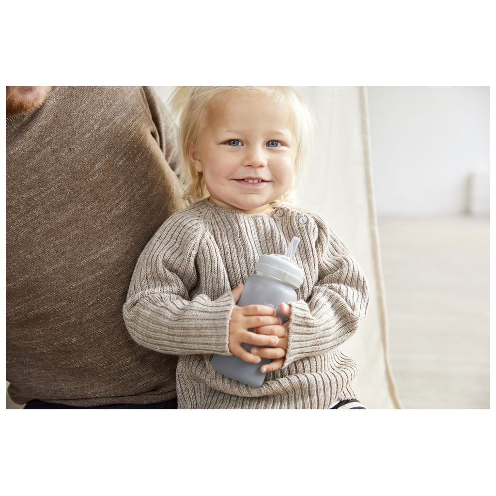 Everyday BabyEveryday Baby   Glastrinkhalmflasche Healthy+ quiet grey