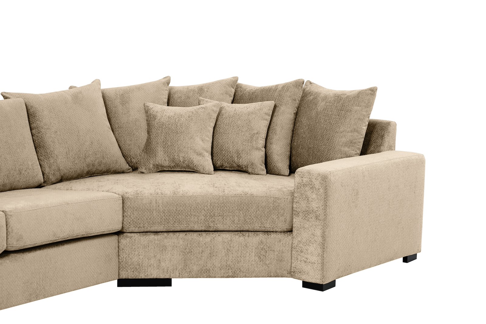 Modern Living U-sofa Sjeselong venstre med 2-seter og cosy corner høyre.Tekstil Movie 9 Cappuccino med Arm A og ben 2 sortbeiset eik.