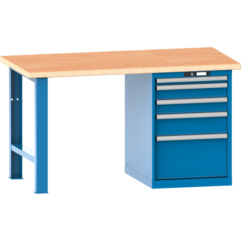 Lista - Établi 5 tiroirs plateau en multiplex H 84 x P 70 cm