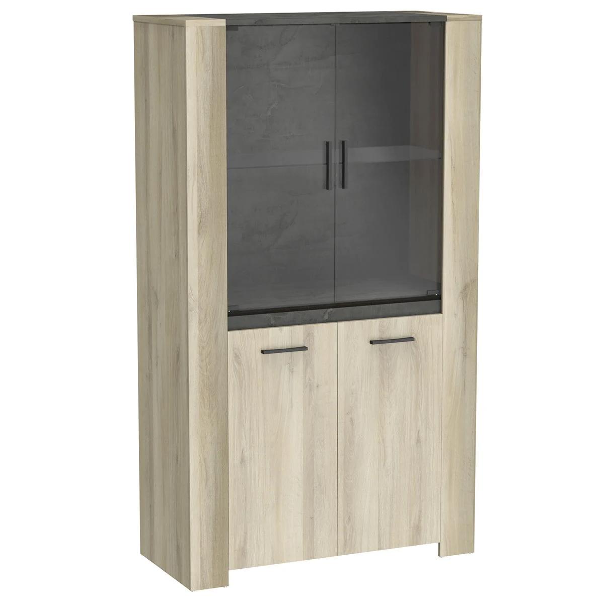 SHEFFIELD VITRINE 2PORTE VITREE 2PORTES CHENE KRONBERG SIDEW