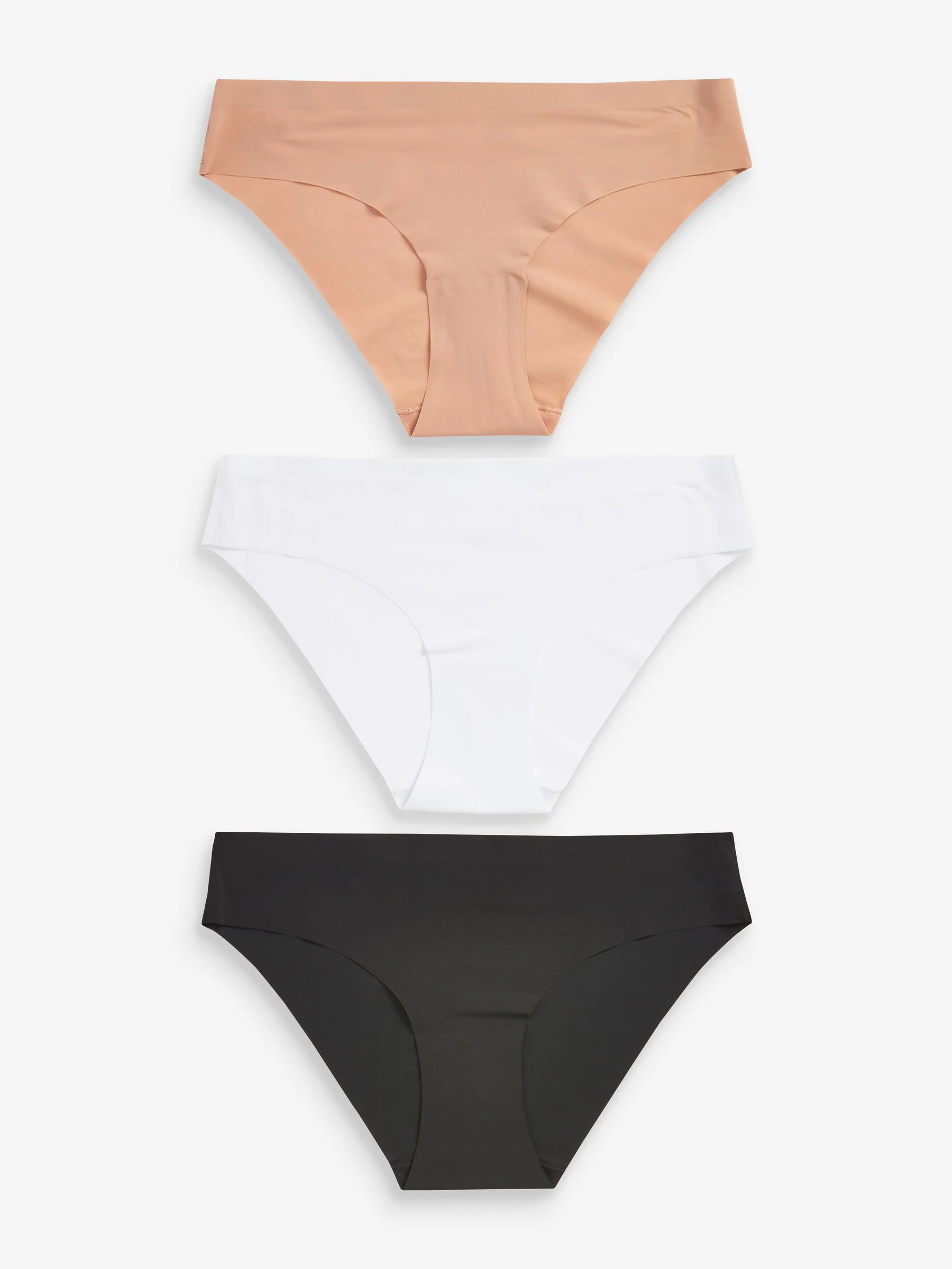 Zwart/wit/praline huidskleur - Geen zichtbare onderbroeklijn comfortabele slips verpakking van 3