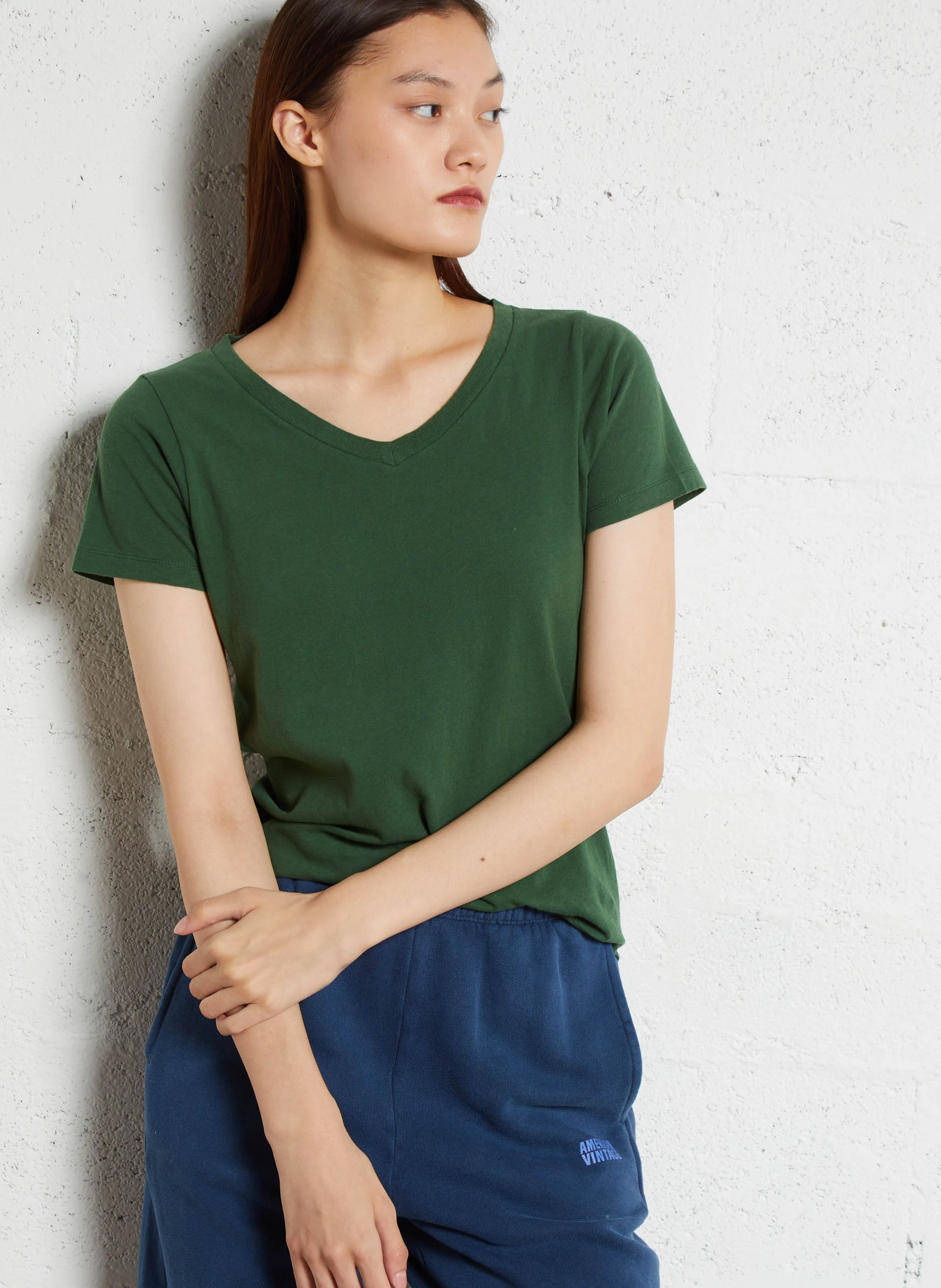 GAMIPY - Tee-shirt col V en coton | Vert