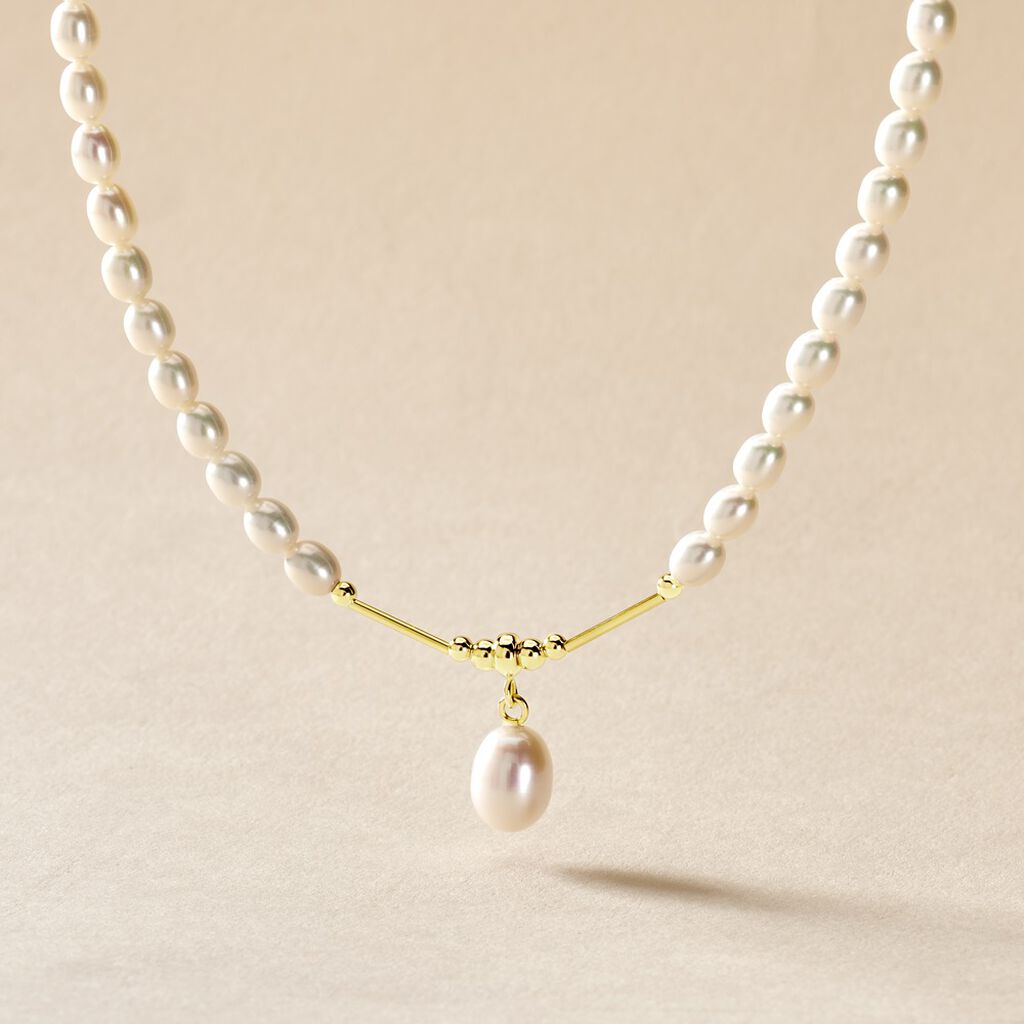 Collier Emma-lisa Or Jaune Perle De Culture