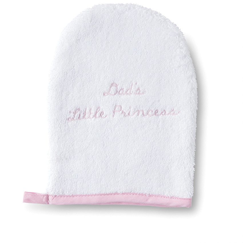 Set de bain cape/gant en coton éponge - Blanc et rose