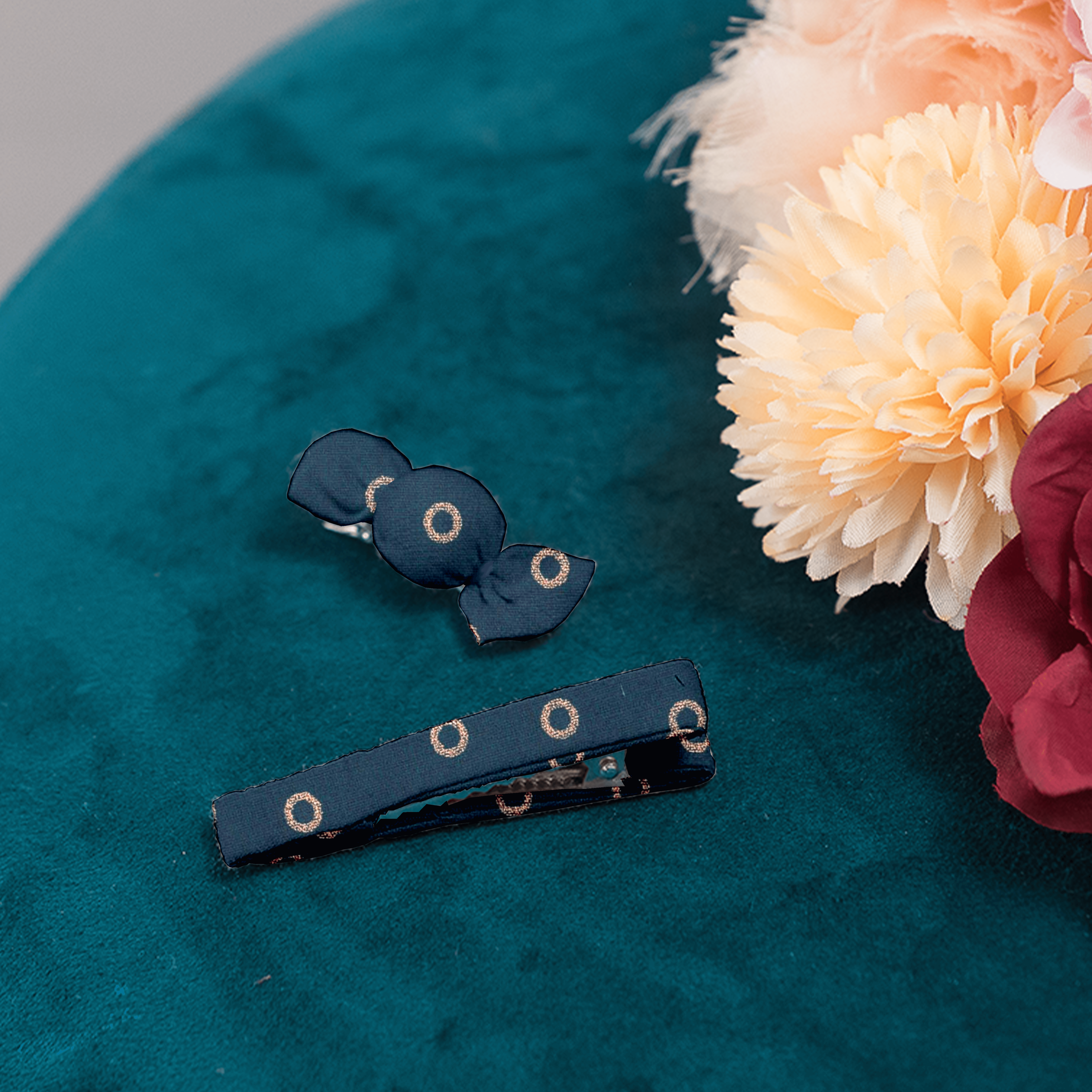 Petite Barrette Mini Bonbon Bulle Bronze Marine