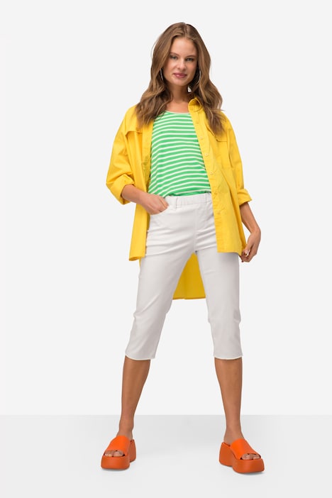 Caprihose, Jeggings, Fransensaum, Elastikbund, mit recycelten Materialien