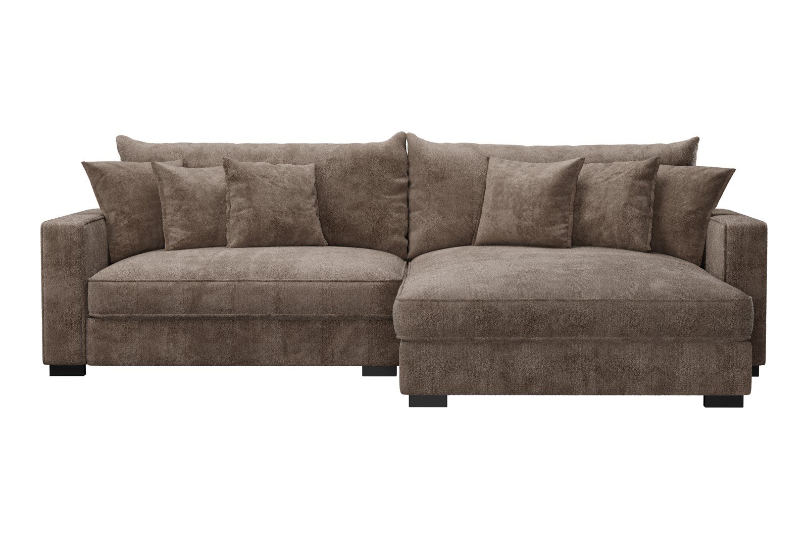 Rossi Lux 2-seter med XL sjeselong høyre Tekstil Genesis 6 Mink, arm B med sorte ben. Lux Komfort.