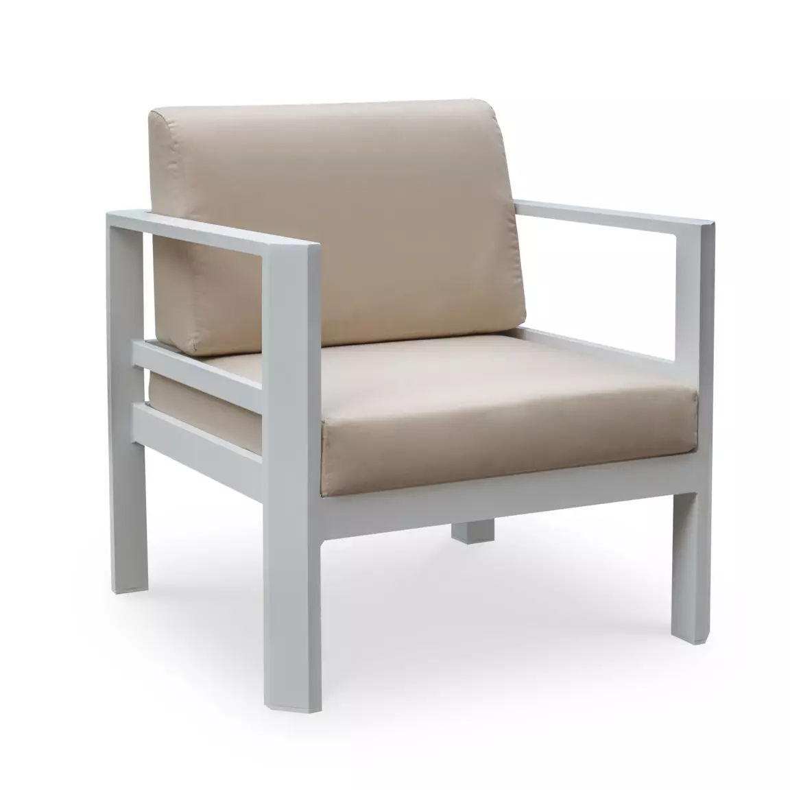 Fauteuil de jardin détente en aluminium Ostara Blanc et taupe
