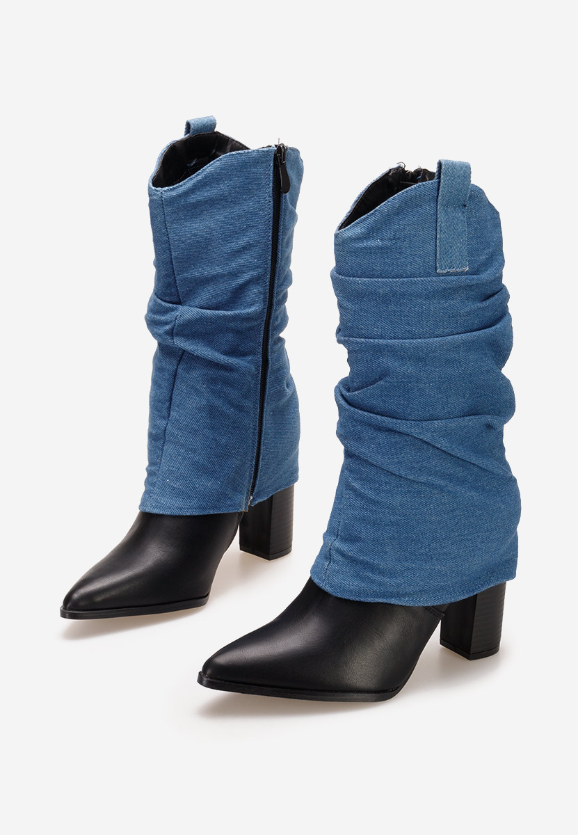 Bottes à talon carré bleus Verta