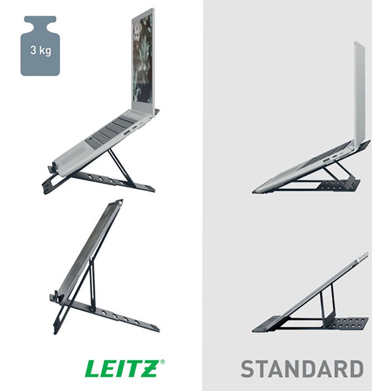 Support réglable ultra-plat pour ordinateur portable - gris foncé - Leitz Ergo